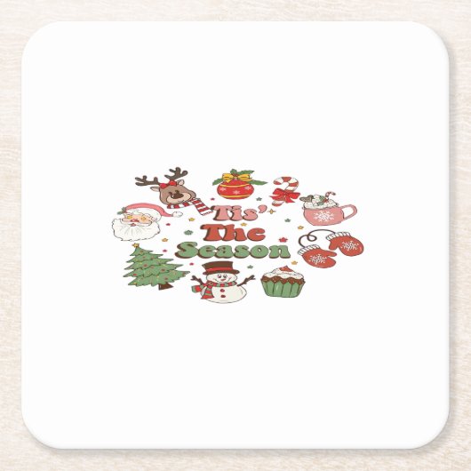 Tis The Season Christmas Acrylic Block Kartonnen Onderzetters (Voorkant)