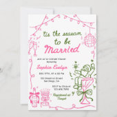 Tis the Season Christmas Bridal Shower Kaart (Voorkant)