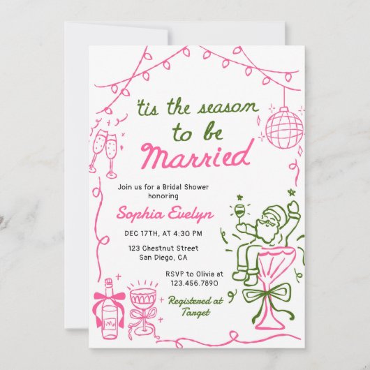 Tis the Season Christmas Bridal Shower Kaart (Voorkant)