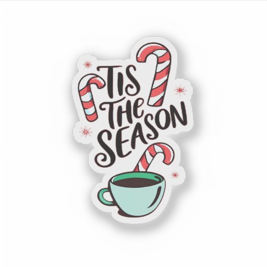 Tis The Season Christmas Peppermint Hot Chocolate Sticker (Voorkant)