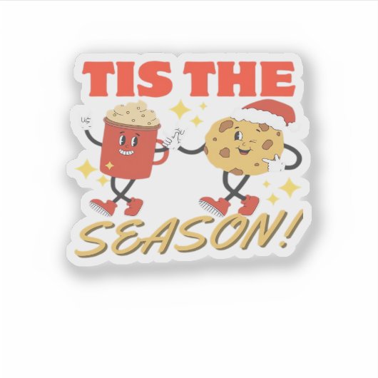 Tis The Season Christmas Retro Characters Sticker (Voorkant)