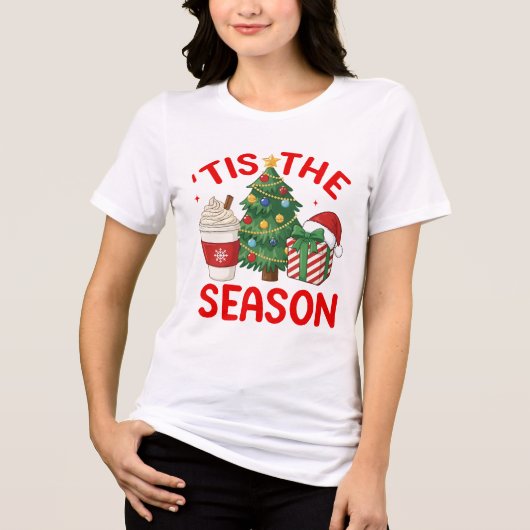 Tis The Season Christmas Tree Coffee Gift Design Tri-Blend Shirt (Voorkant)