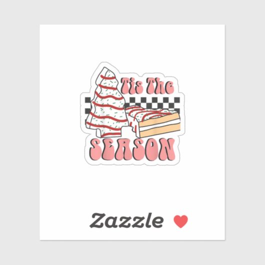 Tis The Season Christmas Tree Groovy Retro Debbie  Sticker (Vel)