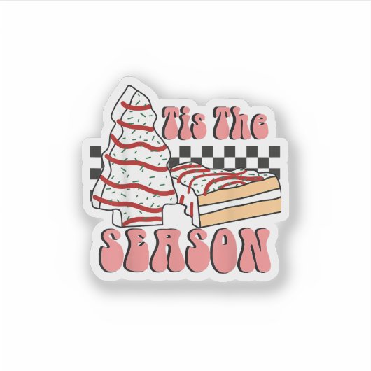 Tis The Season Christmas Tree Groovy Retro Debbie  Sticker (Voorkant)