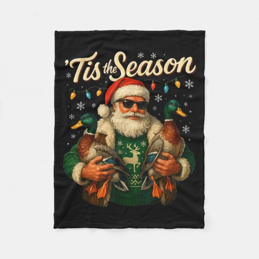Tis The Season Cool Santa Duck Christmas Design  Fleece Deken (Voorkant)