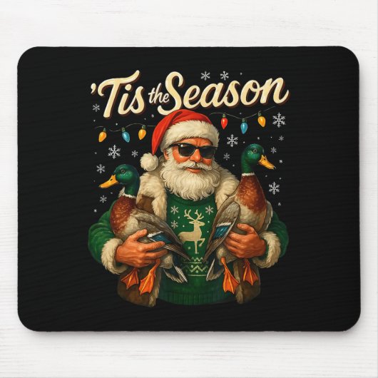 Tis The Season Cool Santa Duck Christmas Design  Muismat (Voorkant)