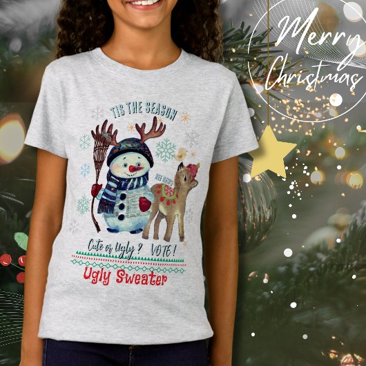 Tis the Season- Cute or Ugly Snowman & Donkey  T-shirt