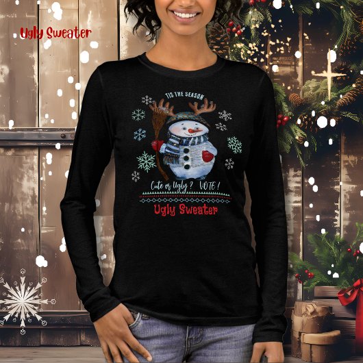 Tis the Season Cute or Ugly Snowman  Tri-Blend Shirt