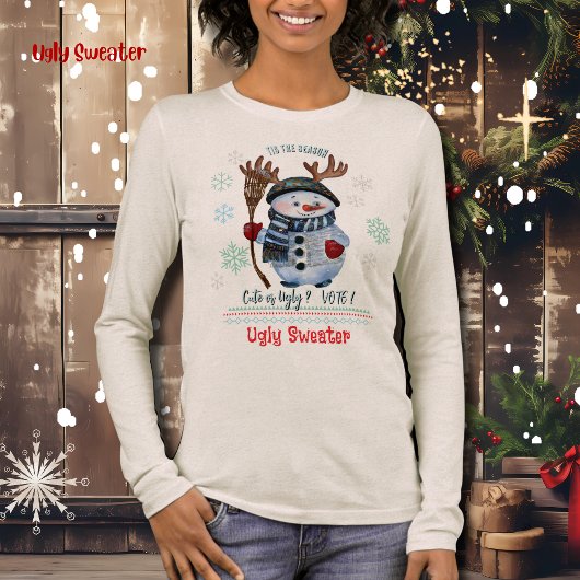 Tis the Season Cute or Ugly Snowman  Tri-Blend Shirt