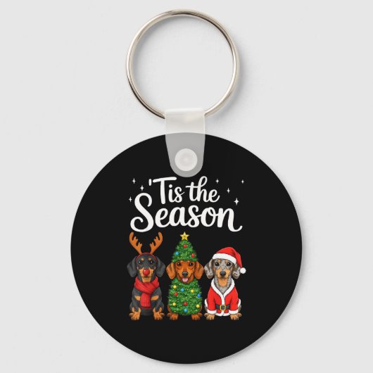 Tis The Season Dachshund Christmas Santa Weiner Do Sleutelhanger (Voorkant)