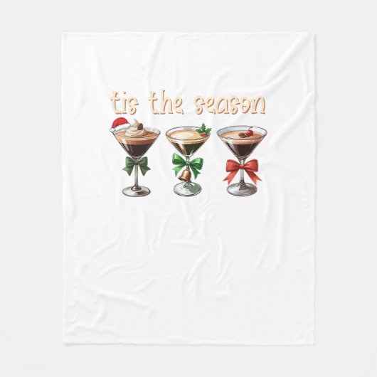Tis The Season Espresso Cocktail Glasses Party Fleece Deken (Voorkant)