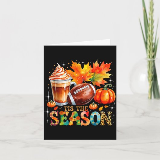 Tis The Season Fall Coffee Football Autumn Gift  Kaart (Voorkant)