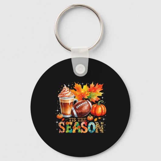 Tis The Season Fall Coffee Football Autumn Gift  Sleutelhanger (Voorkant)