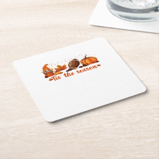 Tis The Season Fall Gnome Football Design Kartonnen Onderzetters (Schuin)