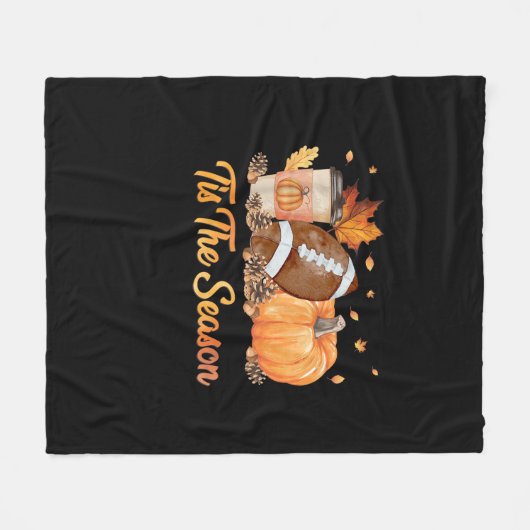 Tis The Season Football Fall Season Football Pumpk Fleece Deken (Voorkant (Horizontaal))
