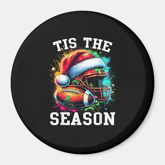 Tis The Season Football Mom Christmas Santa Hat Co Magneet (Voorkant)
