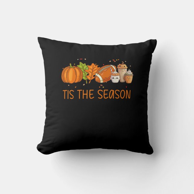 Tis The Season Football Pumpkin Spice Everything F Kussen (Voorkant)
