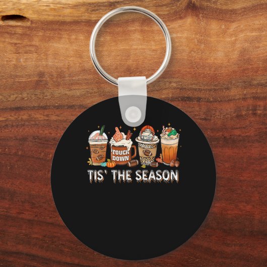 Tis The Season Football Pumpkin Spice Halloween Fa Sleutelhanger (Voorkant)