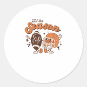 Tis The Season Football Retro Halloween Creative S Ronde Sticker (Voorkant)