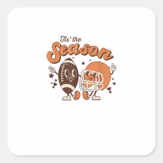 Tis The Season Football Retro Halloween Creative S Vierkante Sticker (Voorkant)