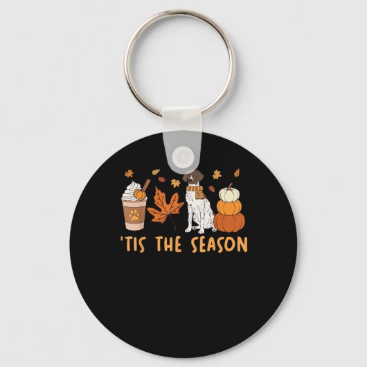Tis The Season German Shorthaired Dog Fall Pumpkin Sleutelhanger (Voorkant)
