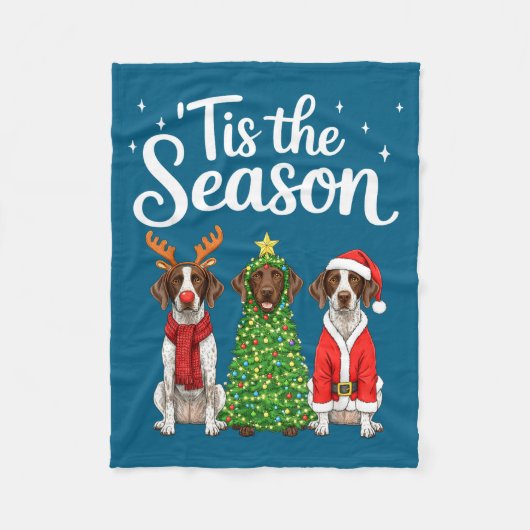 Tis The Season German Shorthaired Inter Christmas  Fleece Deken (Voorkant)