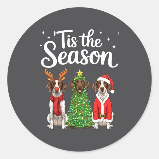 Tis The Season German Shorthaired Inter Christmas  Ronde Sticker (Voorkant)
