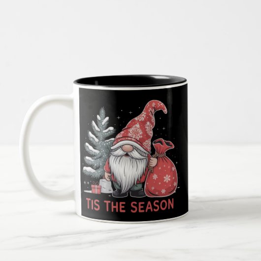 Tis The Season Gnome Christmas Holiday Winter Tweekleurige Koffiemok (Links)
