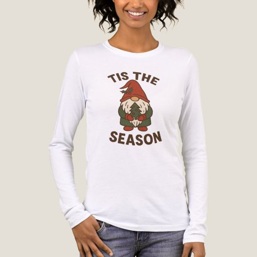Tis The Season Gnome Christmas Tri-Blend Shirt (Voorkant volledig)