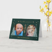 Tis the Season Green Christmas Photo Two Arches Kaart (Gele Bloem)