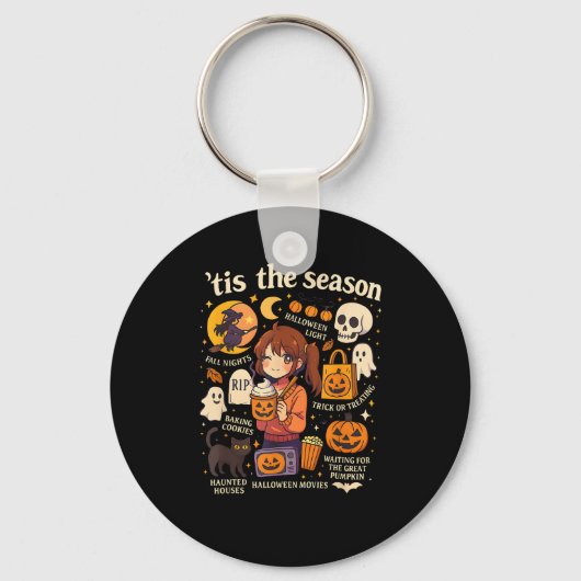 Tis The Season Halloween Anime Icons Fall Design Sleutelhanger (Voorkant)