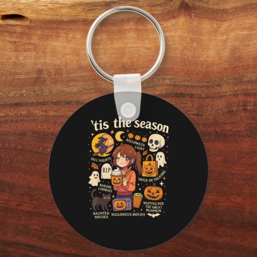 Tis The Season Halloween Anime Icons Fall Design Sleutelhanger (Voorkant)