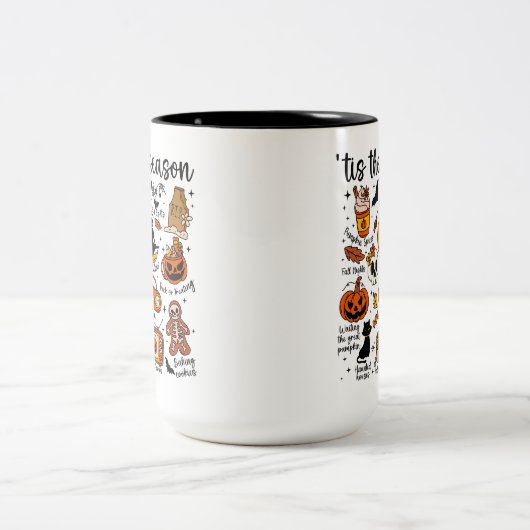 Tis the Season Halloween Doodles – Cute Spooky  Tweekleurige Koffiemok (Center)