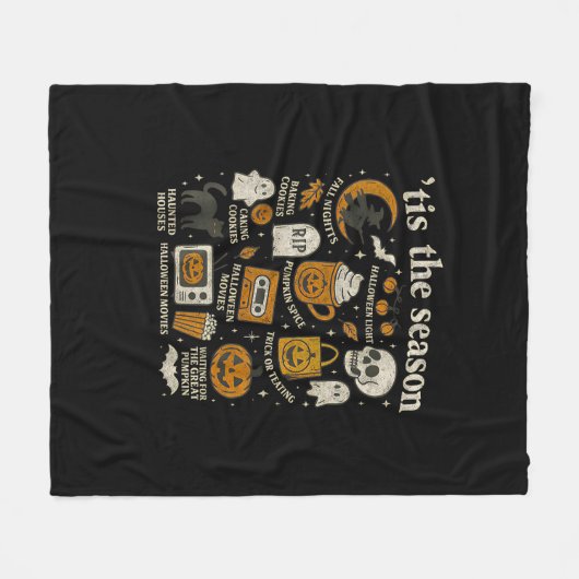 Tis The Season Halloween Icons Fall Design Fleece Deken (Voorkant (Horizontaal))