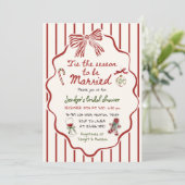 Tis The Season Hand Drawn Christmas Bridal Shower Kaart (Staand voorkant)