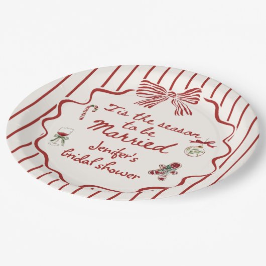 Tis The Season Hand Drawn Christmas Bridal Shower Papieren Bordje (Gekanteld)