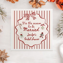 Tis The Season Hand Drawn Christmas Bridal Shower Servet