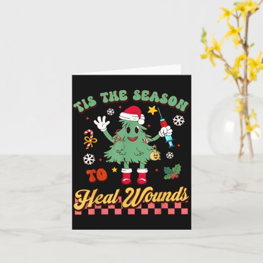 Tis The Season Heal Wound Care Nurse Christmas Ost Kaart (Gele Bloem)