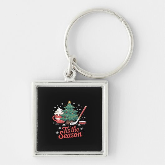 Tis The Season Hockey Coffee Tree Hockey Christmas Sleutelhanger (Voorkant)