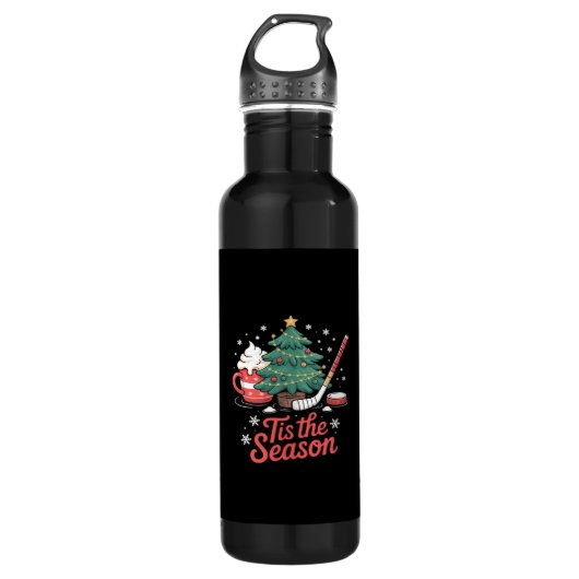 Tis The Season Hockey Coffee Tree Hockey Christmas Waterfles (Voorkant)