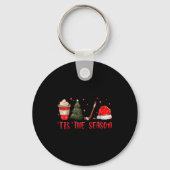 Tis The Season Hockey Coffee Xmas Tree Ice Hockey  Sleutelhanger (Voorkant)