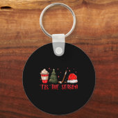 Tis The Season Hockey Coffee Xmas Tree Ice Hockey  Sleutelhanger (Voorkant)