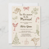 'Tis the Season Kerst Bruiloft Borrel Uitnodiging (Voorkant)