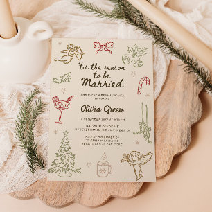 'Tis the Season Kerst Bruiloft Borrel Uitnodiging