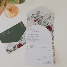'Tis The Season | Kerst Huwelijksbloemen All In One Uitnodiging