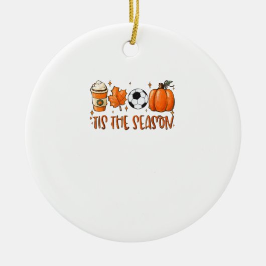 Tis The Season Leaf Latte Autumn Football Keramisch Ornament (Voorkant)