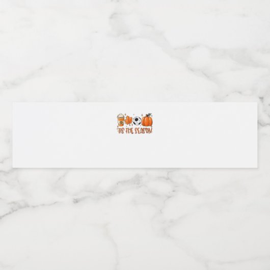 Tis The Season Leaf Latte Autumn Football Waterfles Etiket (Enkel label)