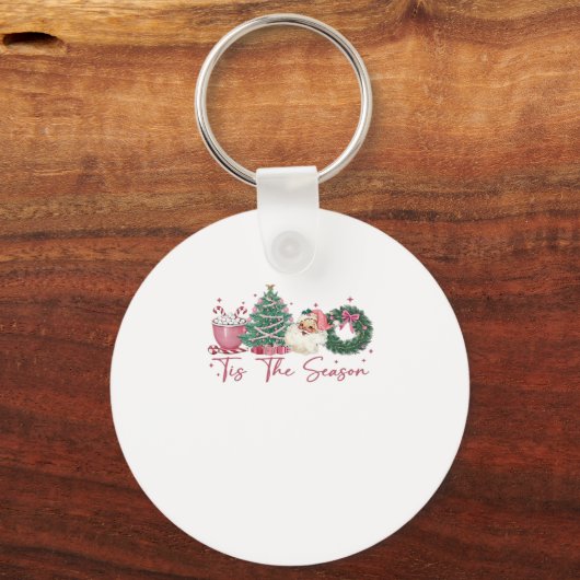 Tis The Season Merry Christmas Cute Xmas Coffee Ch Sleutelhanger (Voorkant)