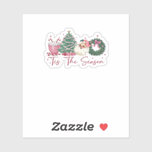 Tis The Season Merry Christmas Cute Xmas Coffee Ch Sticker (Vel)