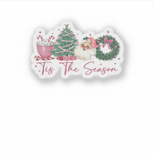 Tis The Season Merry Christmas Cute Xmas Coffee Ch Sticker (Voorkant)